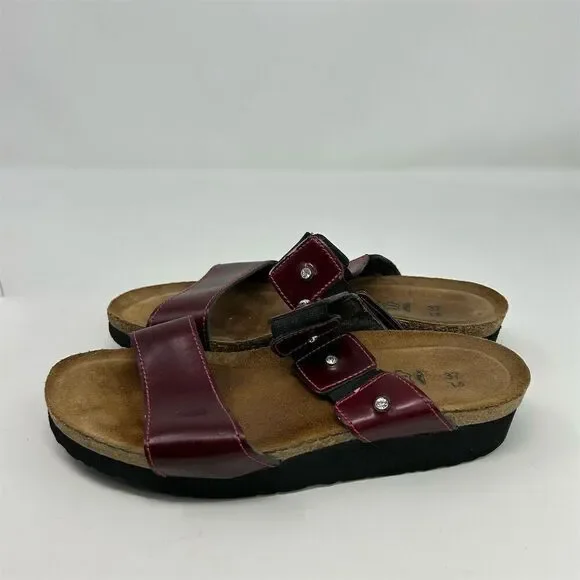 Naot Women's Red Slip-On Wedge Sandals Size 6 Casual Double Stretchy Strap - Picture 6 of 10